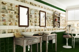 зонирование ванной с помощью цветовых акцентов