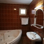 Бодрящая ванная комната в красном цвете